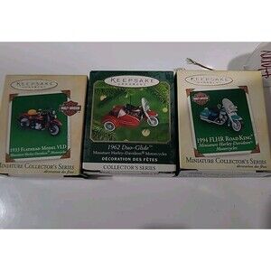 Set Of 3Hallmark Keepsake Mini 1994 Harley Davidson Ornament 94, 62 & 1933